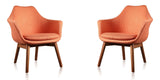 Manhattan Comfort Cronkite Mid-Century Modern Accent Chair (Set of 2) Orange and Walnut 2-AC026-OR