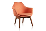 Manhattan Comfort Cronkite Mid-Century Modern Accent Chair (Set of 2) Orange and Walnut 2-AC026-OR