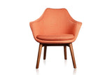 Manhattan Comfort Cronkite Mid-Century Modern Accent Chair (Set of 2) Orange and Walnut 2-AC026-OR