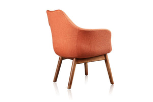Manhattan Comfort Cronkite Mid-Century Modern Accent Chair (Set of 2) Orange and Walnut 2-AC026-OR