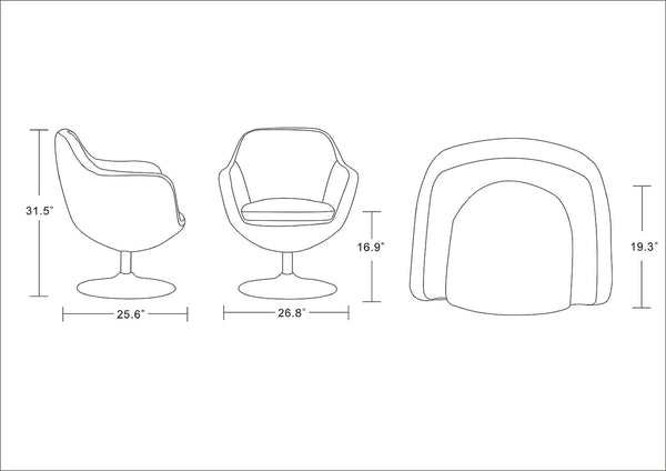 Manhattan Comfort Caisson Mid-Century Modern Accent Chair (Set of 2) Grey and Polished Chrome 2-AC028-GY