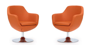 Manhattan Comfort Caisson Modern Accent Chair (Set of 2) Orange and Polished Chrome 2-AC028-OR