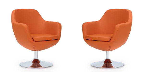 Manhattan Comfort Caisson Modern Accent Chair (Set of 2) Orange and Polished Chrome 2-AC028-OR
