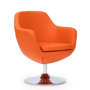 Manhattan Comfort Caisson Modern Accent Chair (Set of 2) Orange and Polished Chrome 2-AC028-OR