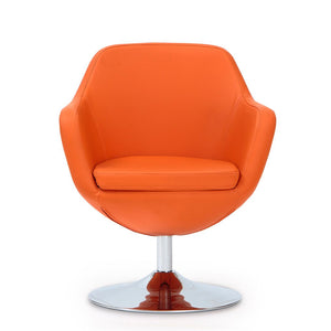 Manhattan Comfort Caisson Modern Accent Chair (Set of 2) Orange and Polished Chrome 2-AC028-OR