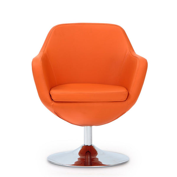 Manhattan Comfort Caisson Modern Accent Chair (Set of 2) Orange and Polished Chrome 2-AC028-OR