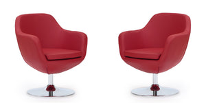 Manhattan Comfort Caisson Modern Accent Chair (Set of 2) Red and Polished Chrome 2-AC028-RD
