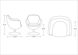 Manhattan Comfort Caisson Modern Accent Chair (Set of 2) White and Polished Chrome 2-AC028-WH