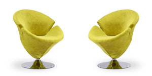 Manhattan Comfort Tulip Modern Accent Chair (Set of 2) Green and Polished Chrome 2-AC029-GR