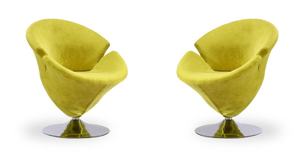 Manhattan Comfort Tulip Modern Accent Chair (Set of 2) Green and Polished Chrome 2-AC029-GR