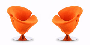 Manhattan Comfort Tulip Modern Accent Chair (Set of 2) Orange and Polished Chrome 2-AC029-OR