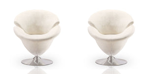 Manhattan Comfort Tulip Modern Accent Chair (Set of 2) White and Polished Chrome 2-AC029-WH