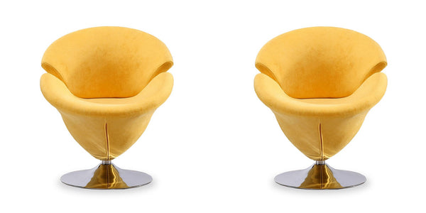 Manhattan Comfort Tulip Modern Accent Chair (Set of 2) Yellow and Polished Chrome 2-AC029-YL