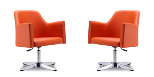 Manhattan Comfort Pelo Modern Accent Chair (Set of 2) Orange and Polished Chrome 2-AC030-OR