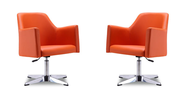 Manhattan Comfort Pelo Modern Accent Chair (Set of 2) Orange and Polished Chrome 2-AC030-OR