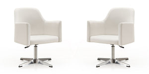 Manhattan Comfort Pelo Modern Accent Chair (Set of 2) White and Polished Chrome 2-AC030-WH