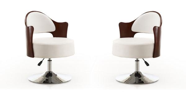 Manhattan Comfort Bopper Modern Accent Chair (Set of 2) White and Polished Chrome 2-AC033-WH