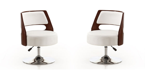 Manhattan Comfort Salon Modern Accent Chair (Set of 2) White and Polished Chrome 2-AC034-WH