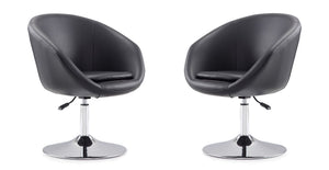 Manhattan Comfort Hopper Modern Accent Chair (Set of 2) Black and Polished Chrome 2-AC036-BK