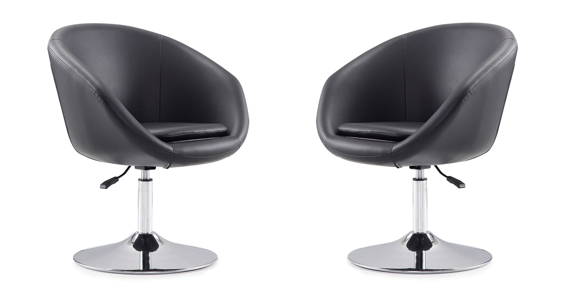 Manhattan Comfort Hopper Modern Accent Chair (Set of 2) Black and Polished Chrome 2-AC036-BK