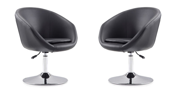 Manhattan Comfort Hopper Modern Accent Chair (Set of 2) Black and Polished Chrome 2-AC036-BK