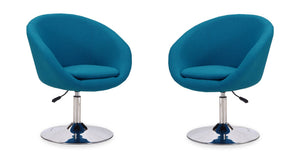 Manhattan Comfort Hopper Modern Accent Chair (Set of 2) Blue and Polished Chrome 2-AC036-BL