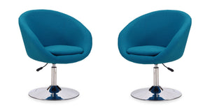 Manhattan Comfort Hopper Modern Accent Chair (Set of 2) Blue and Polished Chrome 2-AC036-BL