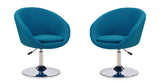 Manhattan Comfort Hopper Modern Accent Chair (Set of 2) Blue and Polished Chrome 2-AC036-BL