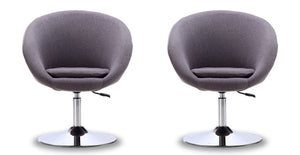 Manhattan Comfort Hopper Modern Accent Chair (Set of 2) Grey and Polished Chrome 2-AC036-GY