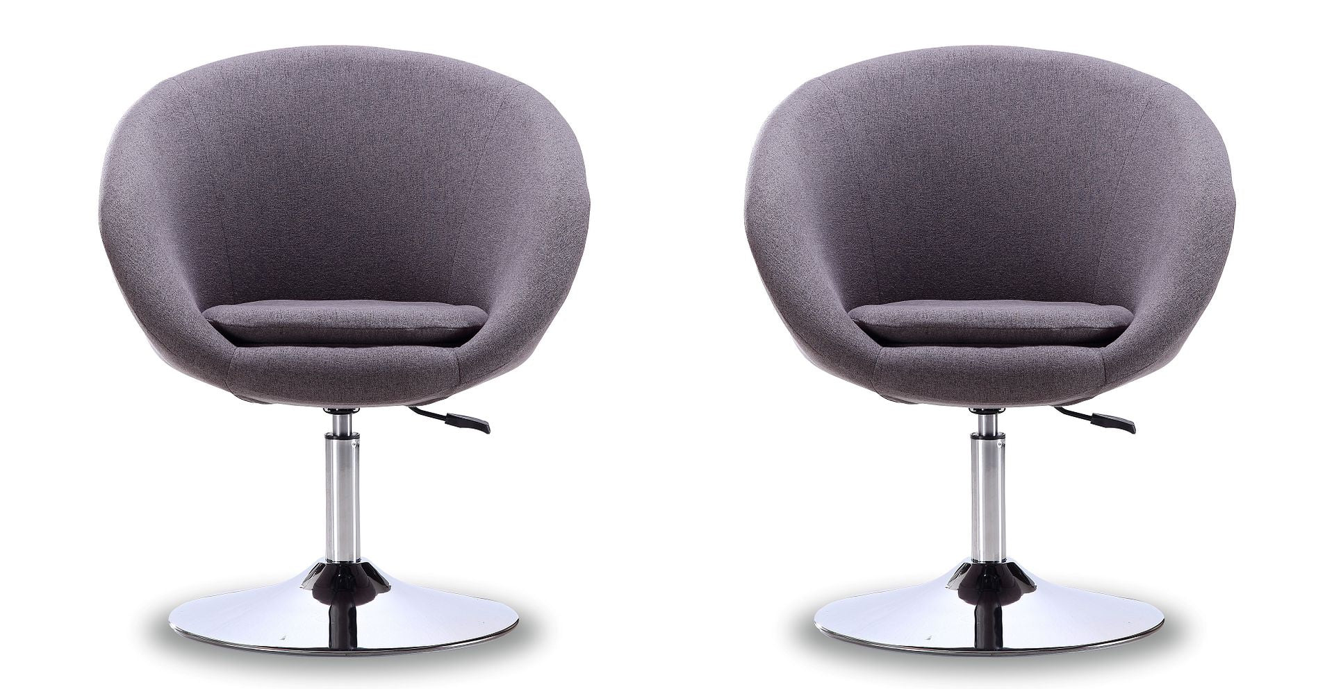 Manhattan Comfort Hopper Modern Accent Chair (Set of 2) Grey and Polished Chrome 2-AC036-GY