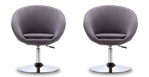 Manhattan Comfort Hopper Modern Accent Chair (Set of 2) Grey and Polished Chrome 2-AC036-GY