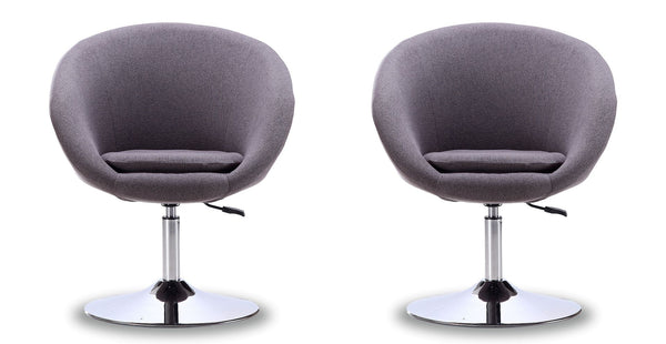 Manhattan Comfort Hopper Modern Accent Chair (Set of 2) Grey and Polished Chrome 2-AC036-GY