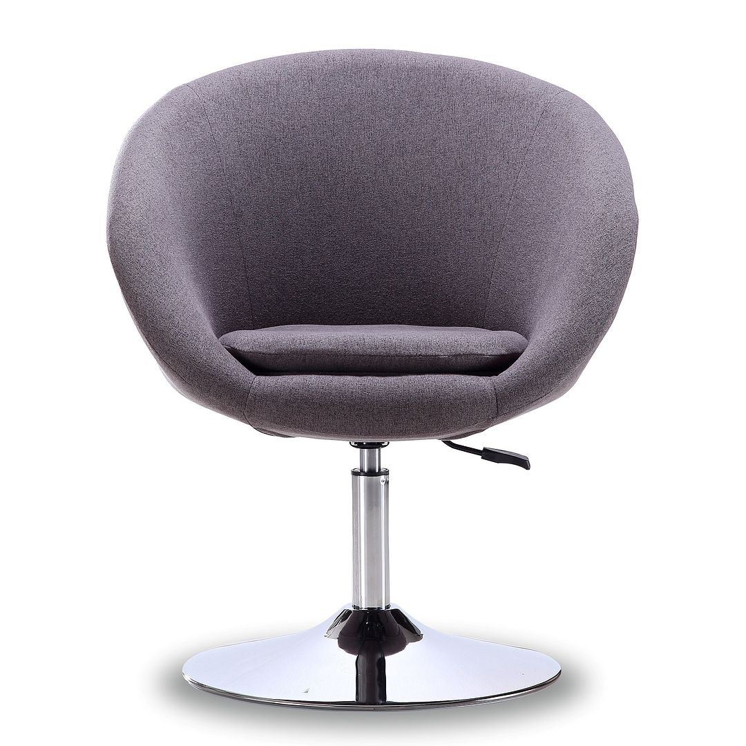 Manhattan Comfort Hopper Modern Accent Chair (Set of 2) Grey and Polished Chrome 2-AC036-GY