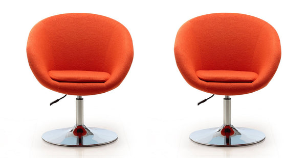 Manhattan Comfort Hopper Modern Accent Chair (Set of 2) Orange and Polished Chrome 2-AC036-OR