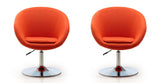 Manhattan Comfort Hopper Modern Accent Chair (Set of 2) Orange and Polished Chrome 2-AC036-OR