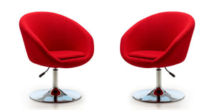 Manhattan Comfort Hopper Modern Accent Chair (Set of 2) Red and Polished Chrome 2-AC036-RD