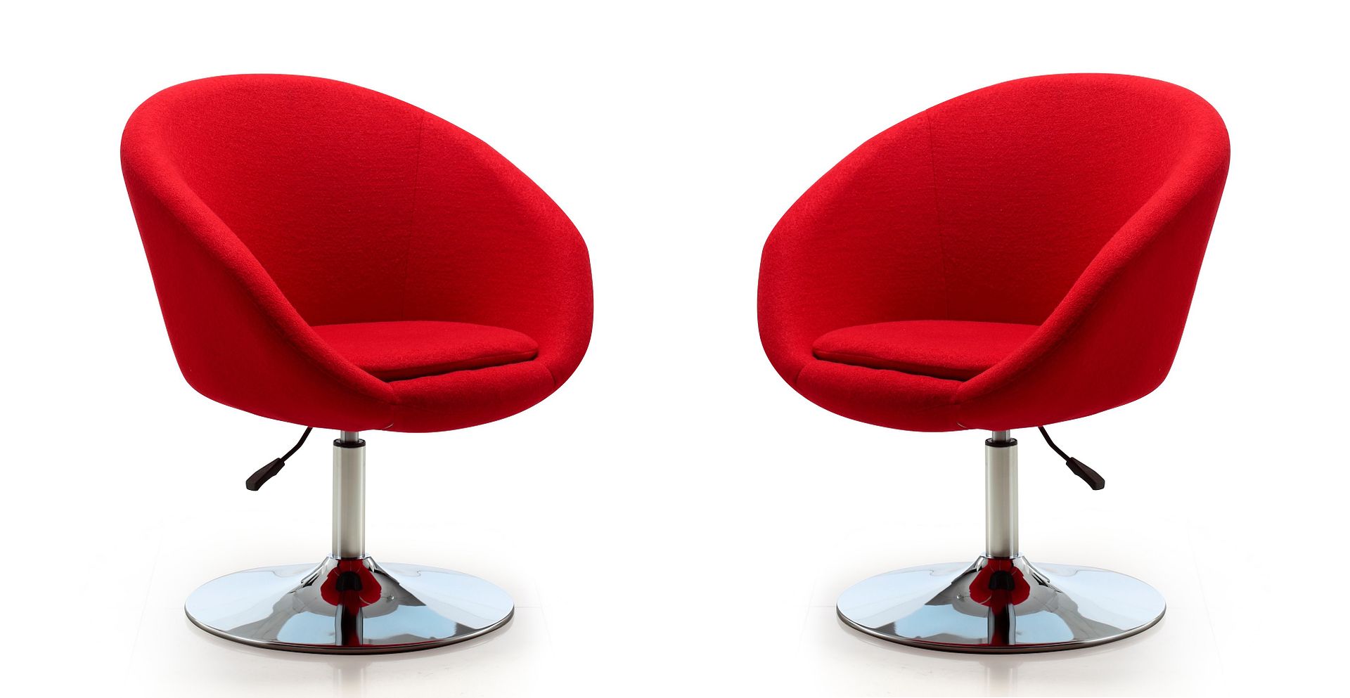 Manhattan Comfort Hopper Modern Accent Chair (Set of 2) Red and Polished Chrome 2-AC036-RD