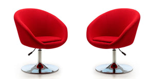 Manhattan Comfort Hopper Modern Accent Chair (Set of 2) Red and Polished Chrome 2-AC036-RD