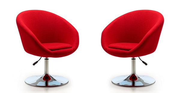 Manhattan Comfort Hopper Modern Accent Chair (Set of 2) Red and Polished Chrome 2-AC036-RD
