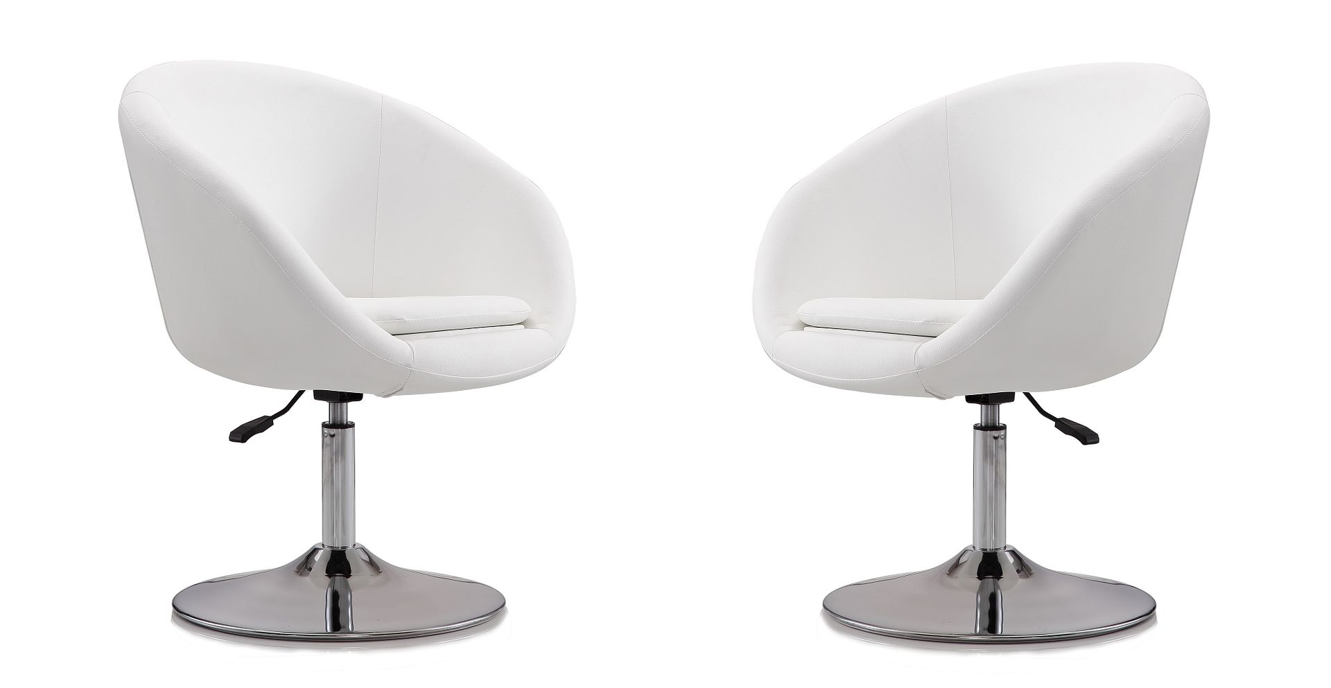 Manhattan Comfort Hopper Modern Accent Chair (Set of 2) White and Polished Chrome 2-AC036-WH