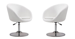 Manhattan Comfort Hopper Modern Accent Chair (Set of 2) White and Polished Chrome 2-AC036-WH