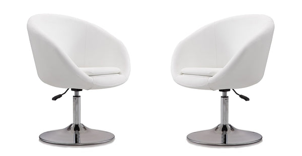 Manhattan Comfort Hopper Modern Accent Chair (Set of 2) White and Polished Chrome 2-AC036-WH
