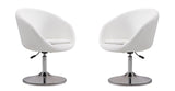 Manhattan Comfort Hopper Modern Accent Chair (Set of 2) White and Polished Chrome 2-AC036-WH