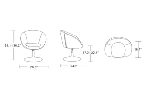 Manhattan Comfort Hopper Modern Accent Chair (Set of 2) White and Polished Chrome 2-AC036-WH