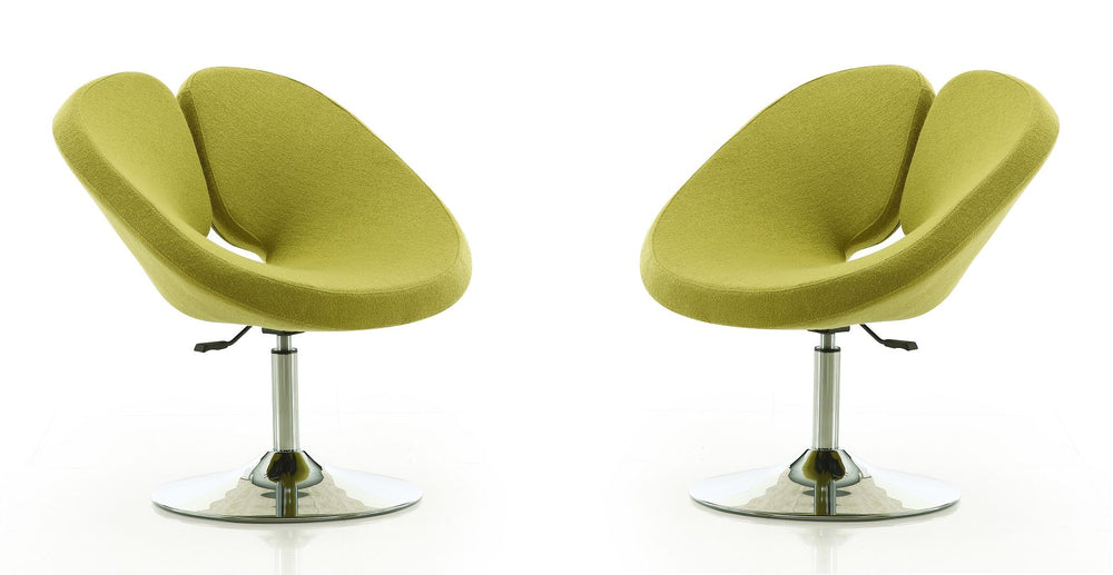 Manhattan Comfort Perch Modern Accent Chair (Set of 2) Green and Polished Chrome 2-AC037-GR