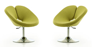 Manhattan Comfort Perch Modern Accent Chair (Set of 2) Green and Polished Chrome 2-AC037-GR