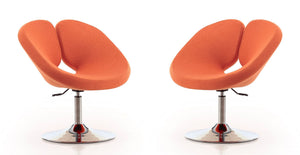 Manhattan Comfort Perch Modern Accent Chair (Set of 2) Orange and Polished Chrome 2-AC037-OR