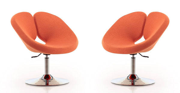 Manhattan Comfort Perch Modern Accent Chair (Set of 2) Orange and Polished Chrome 2-AC037-OR