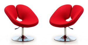 Manhattan Comfort Perch Modern Accent Chair (Set of 2) Red and Polished Chrome 2-AC037-RD