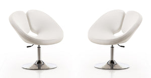 Manhattan Comfort Perch Modern Accent Chair (Set of 2) White and Polished Chrome 2-AC037-WH
